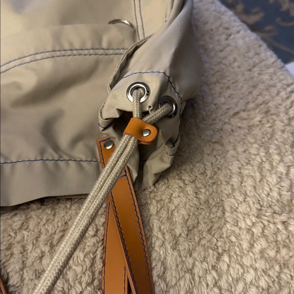 Lacoste Light Beige Nylon Tote with Brown Leather Handles - Picture 8 of 16